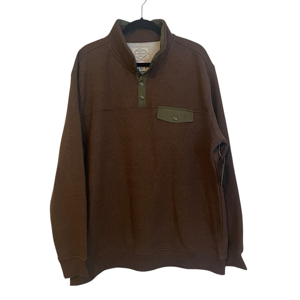 St. John’s Bay Quarter Snap Brown Fleece Sweater Sweatshirt XXL‎ NWT